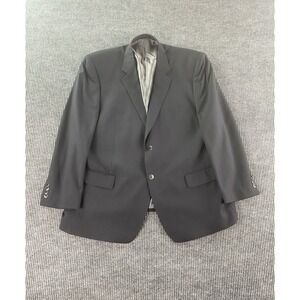 Pronto Uomo Suit Jacket 50 R Gray Wool Solid Premium Classic Big & Tall Flaws